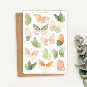 Stickerbogen Schmetterling | Planer Aufkleber | Frühling Aufkleber, niedliche Planer Aufkleber, Fee, Garten, Sommer, Schmetterlinge, grün