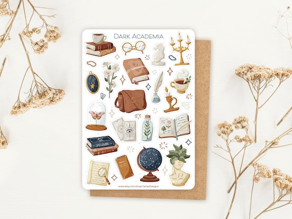 Sticker Sheet Dark Academia Sticker | Study Sticker Set | Planner Sticker Sheet | Journal Stickers