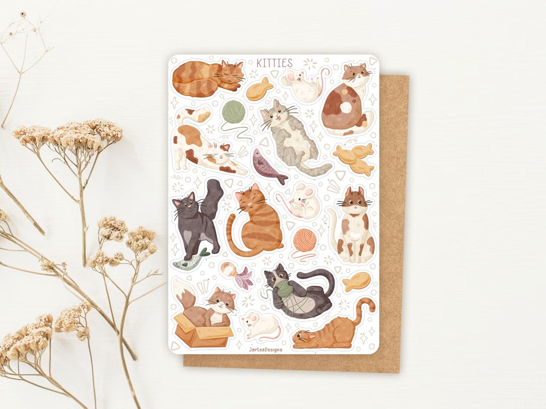 Sticker Sheet Cats | Kitties Sticker Sheet | Planner Sticker Sheet ...
