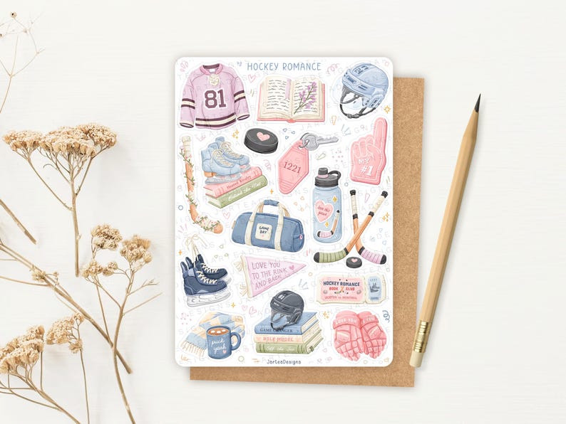 Sticker Sheet Hockey Romance Books | reading journal stickers, cute book stickers, sports romance sticker, planner stickers image 4