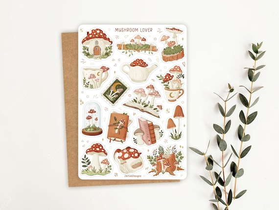 Sticker Sheet Mushroom Lover Sticker | Autumn Sticker Sheet | Planner Sticker Sheet | Journal Stickers | Colorful