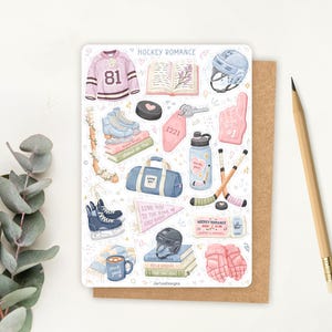 Sticker Sheet Hockey Romance Books | reading journal stickers, cute book stickers, sports romance sticker, planner stickers image 2