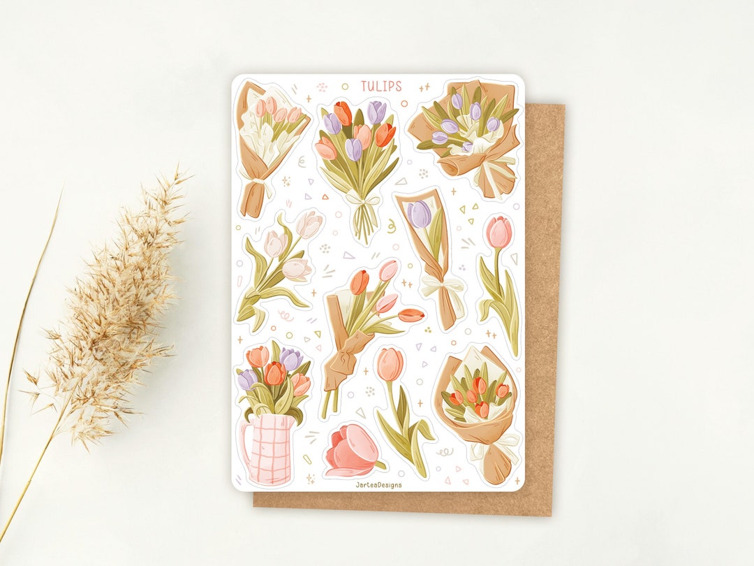 Sticker Sheet Tulips Sticker | Flower Sticker Set | Planner Sticker ...