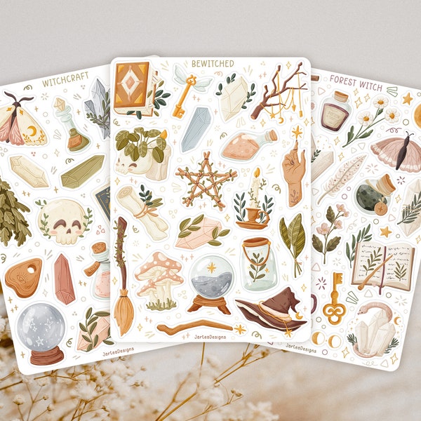 Sticker Sheet Bundle Hexe Sticker Pack | Witchcraft Sticker Blatt | Planer Sticker Blatt | Journal Aufkleber