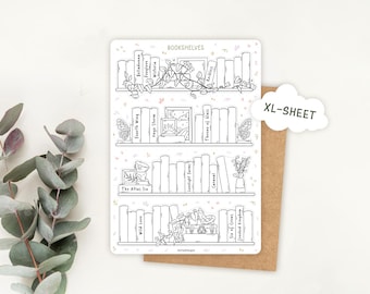 Sticker Sheet Book Tracker | reading journal stickers, planner stickers, book stickers, book themed sticker, bookshelf stickers, tbr sticker