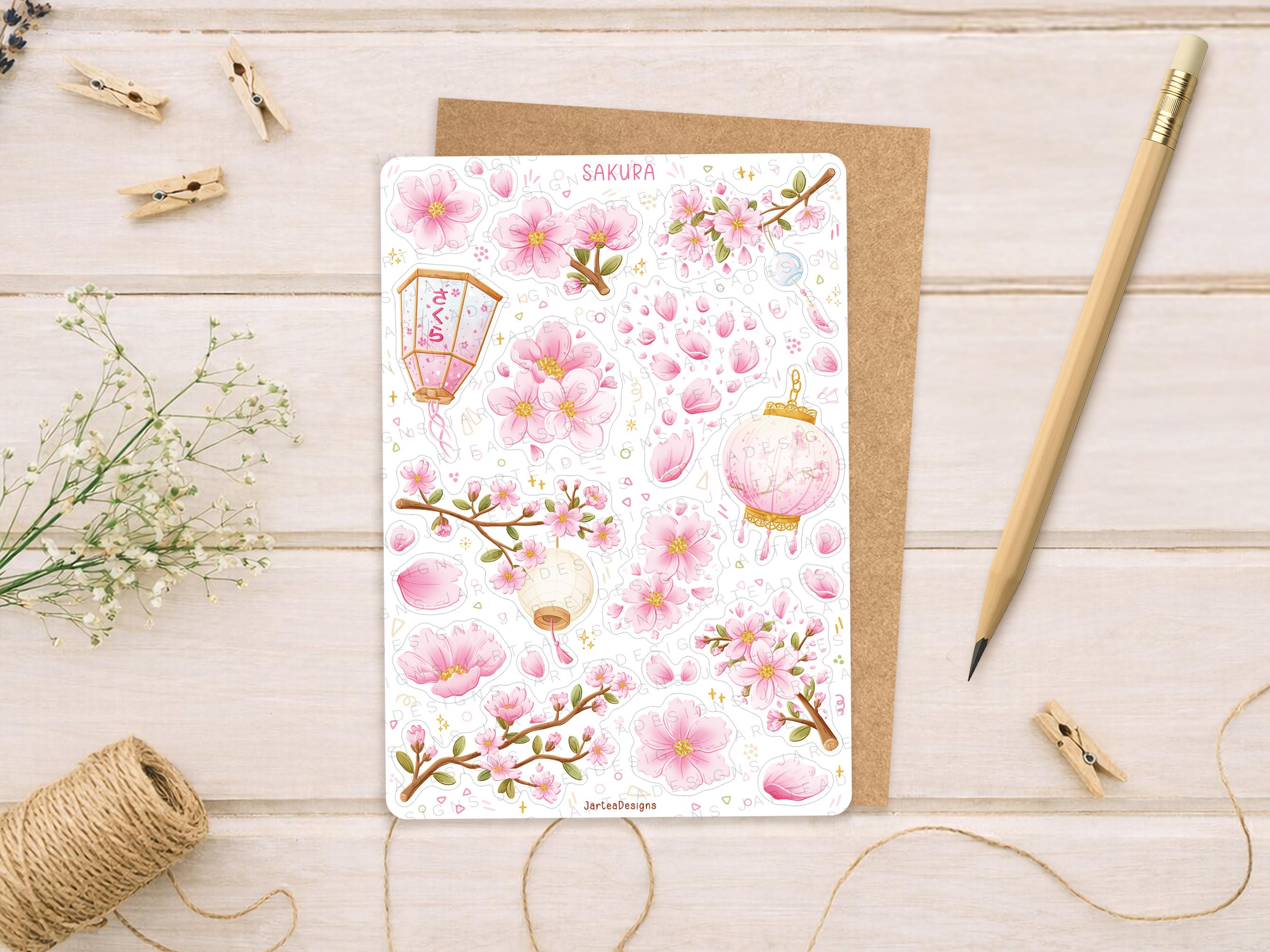 Sticker Sheet Sakura | Cherry Blossom Sticker, Journal Stickers ...