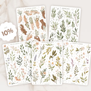 Feuille d'autocollants, fleurs sauvages, lot d'autocollants XXL | Ensemble d'autocollants fleurs | Feuille d'autocollants pour agenda | Autocollants pour journaux