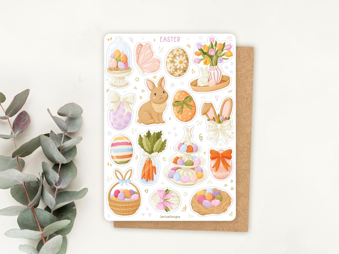 Sticker Sheet Easter | Journal Stickers, Planner Stickers, Spring ...