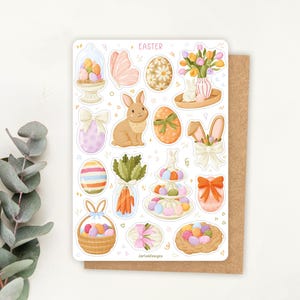 Sticker Bogen Ostern | Journal Aufkleber, Planer Aufkleber, Frühlings Aufkleber, Frühlingsvibes, niedliche Aufkleberbogen, Frohe Ostern, Eiersuche, Hase