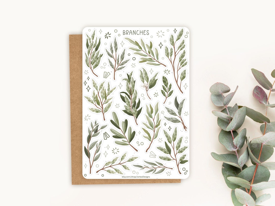 Sticker Try Branch Support Sticker Sheet Branches Vol 2 Sticker | Plant Sticker | Sticker Sheet ...