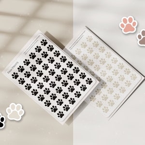 Feuille d'autocollants avec empreintes de pattes | Autocollants pour animaux de compagnie | Bullet Journal | Stickers agenda