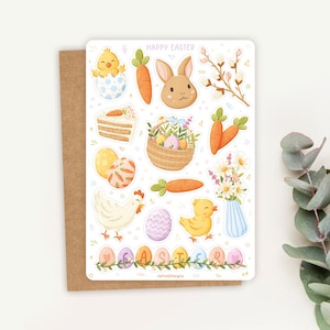Sticker Bogen Ostern Sticker | Frohe Ostern Sticker | Frühling Sticker Set | Planer Sticker Blatt | Journal Aufkleber