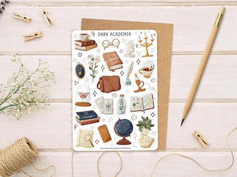 Sticker Sheet Dark Academia Sticker | Study Sticker Set | Planner Sticker Sheet | Journal Stickers image 6