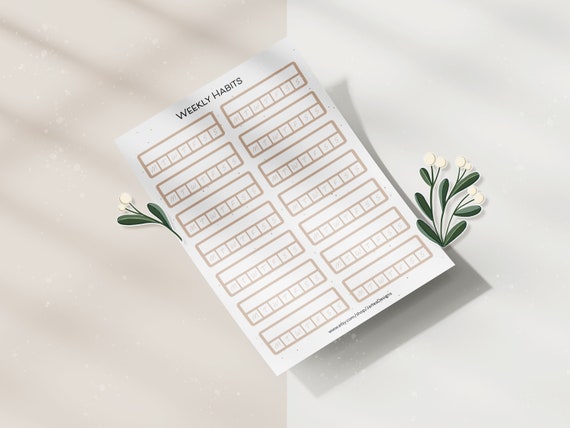 Sticker Sheet Habit Weekly Tracker | Minimal Habit Tracker | Bullet Journal Sticker | Planner Sticker Set | Different Colors Available