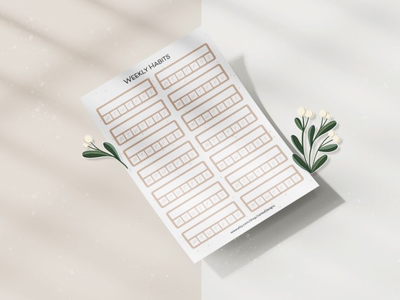 Weekly Habits | Minimal Habit Tracker | Bullet Journal Sticker | Planner Sticker Set | Different Colors Available