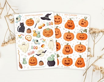 Sticker Sheet Bundle Halloween Sticker Pack | Fall Sticker Set | Pumpkin Sticker | Journal Sticker | Scrapbooking Sticker