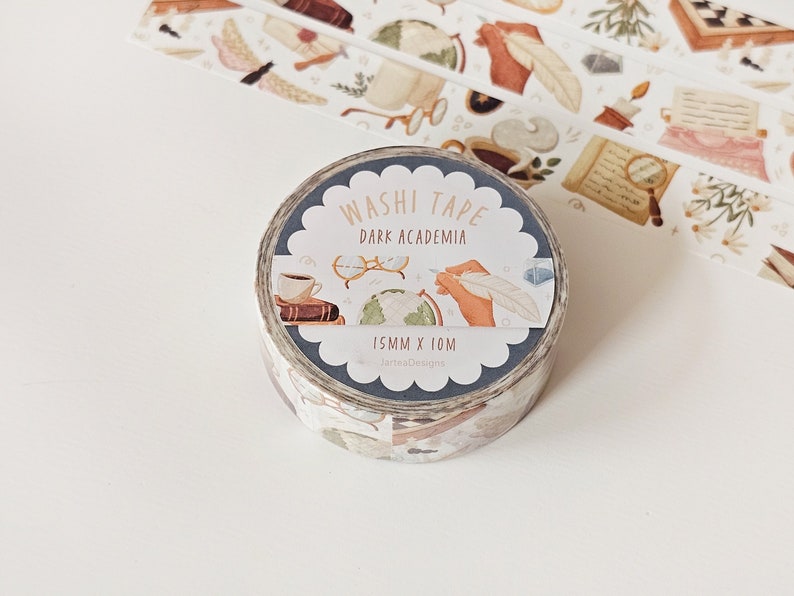 Washi Tape Dark Academia Book Washi Tape Paper Tape Bullet Journal Tape NEW image 1