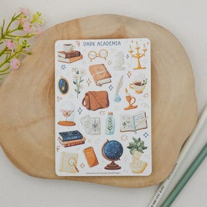 Sticker Sheet Dark Academia Sticker | Study Sticker Set | Planner Sticker Sheet | Journal Stickers image 2