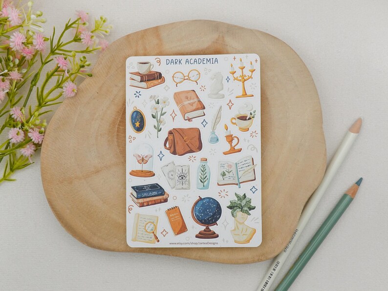 Sticker Sheet Dark Academia Sticker | Study Sticker Set | Planner Sticker Sheet | Journal Stickers image 2