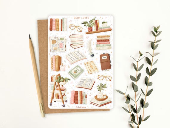 Sticker Sheet Book Lover | reading journal stickers, planner stickers, book stickers, cute book stickers, book themed sticker, reading