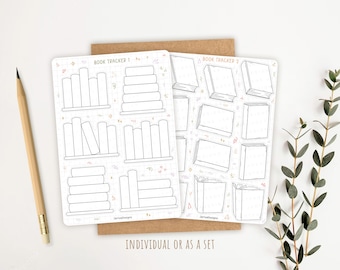 Sticker Sheet Book Tracker | reading journal stickers, book journal stickers, cute book stickers, book themed sticker, TBR stickers