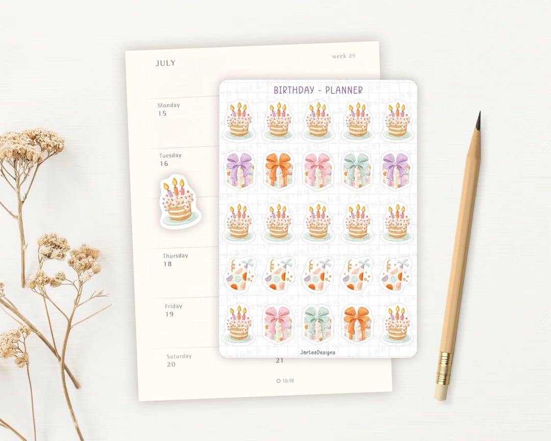 Sticker Sheet Birthday Planner Sticker | Mini Icon Stickers | Planner