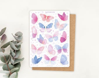 Sticker Sheet Butterfly | Planner Stickers | Spring Stickers, cute planner stickers, fairy, garden, summer, butterflies, blue