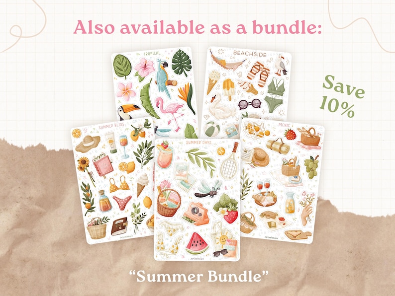 Sticker Sheet Tropical Sticker | Summer Sticker | Plant Sticker Sheet | Journal Stickers image 7