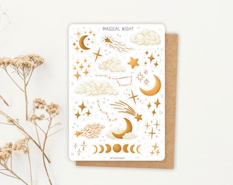 Sticker Sheet Magical Night Sticker | Night Sky Sticker Sheet | Star Sticker | Planner Sticker Sheet | Journal Stickers