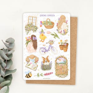 Stickervel Tuin | Lentestickers | Stickervel planner | Dagboekstickers, lentesfeer, tuinieren, bloemen, esthetische stickers