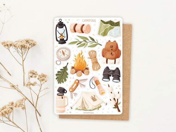 Sticker Sheet Camping Sticker | Wanderlust Sticker Set | Planner Sticker Sheet | Journal Stickers