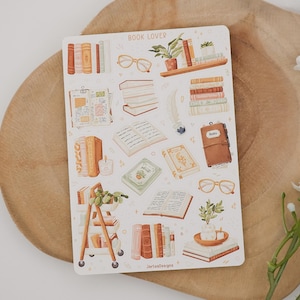 Sticker Sheet Book Lover | reading journal stickers, planner stickers, book stickers, cute book stickers, book themed sticker, reading image 2