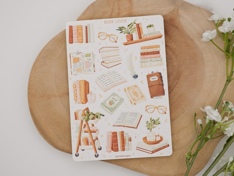 Sticker Sheet Book Lover | reading journal stickers, planner stickers, book stickers, cute book stickers, book themed sticker, reading image 2