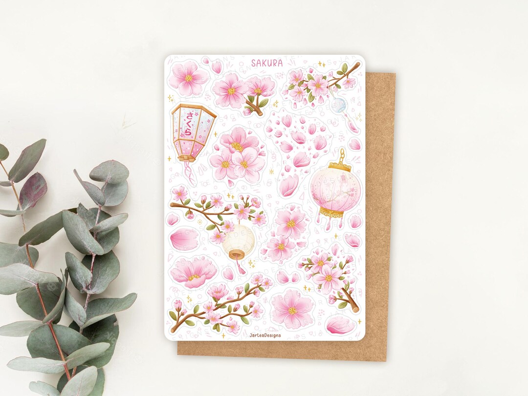 Sticker Sheet Sakura | Cherry Blossom Sticker, Journal Stickers ...
