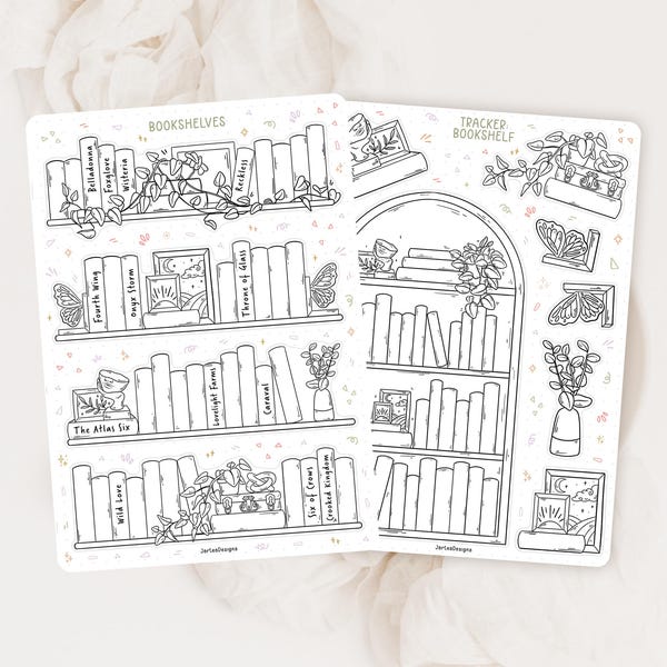 Rastreador de livros com adesivos | adesivos para diário de leitura, adesivos para livros, adesivos fofos para livros, adesivos com tema de livros, adesivos para diário de leitura