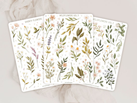 Sticker Sheet Wildflower Sticker Sticker Bundle | Flower Sticker Set | Planner Sticker Sheet | Journal Stickers