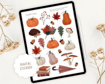 Digital Sticker Sheet Goodnotes PNG Comfy Fall | PDF | Digital Planner Sticker