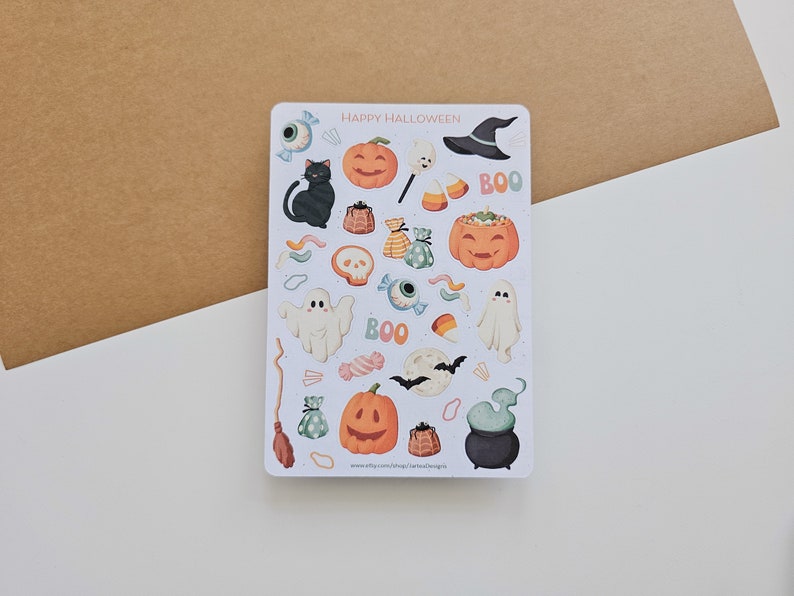 Sticker Sheet Happy Halloween Stickers Spooky Sticker Set Autumnal Sticker Sheet Journal Stickers image 3