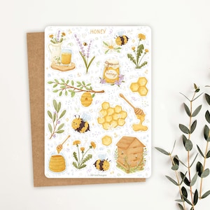 Stickervel Honing Sticker | Bijensticker | Stickervel lente | Dagboekstickers