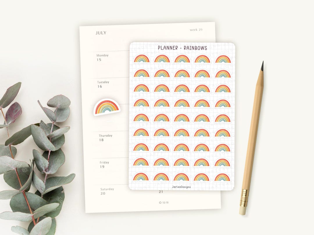 Rainbow Icon Planner Stickers | Functional Stickers, Cute Mini Rainbow ...