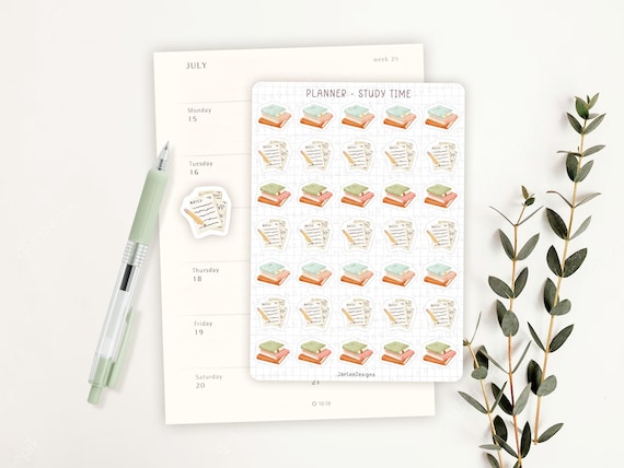 Study icon planner stickers | cute functional stickers, mini study planner stickers, bullet journal stickers, school planner, study time