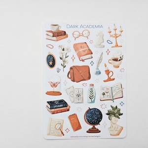 Sticker Sheet Dark Academia Sticker Study Sticker Set Planner Sticker Sheet Journal Stickers image 2