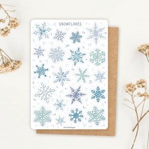 Stickervel sneeuwvlokstickers | Stickervel winter | Dagboekstickers, sneeuw, december, schattige stickers