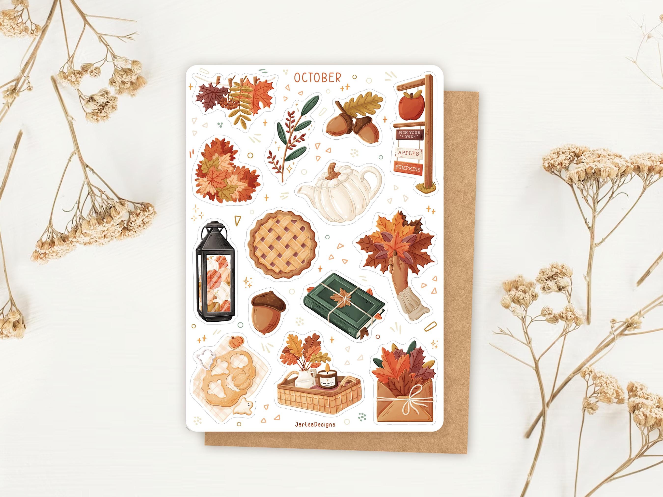 Sticker Sheet October Autumn Sticker | Fall Sticker | Sticker Sheet ...