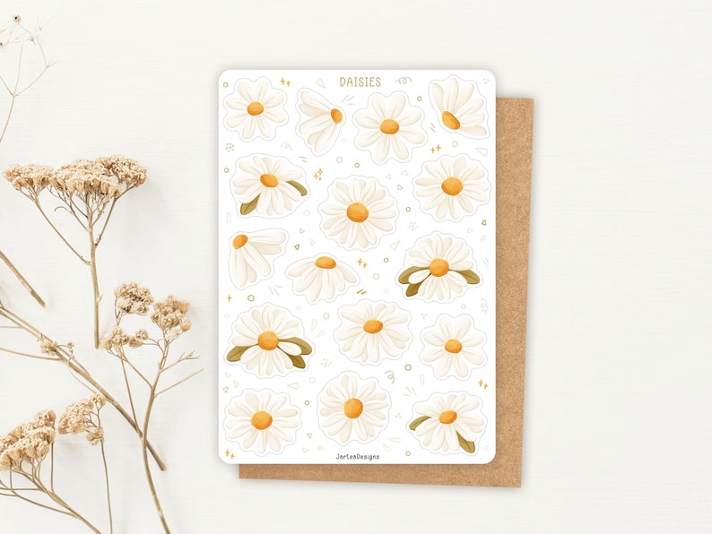 Sticker Sheet Daisies Sticker | Flower Sticker Set | Planner Sticker Sheet | Journal Stickers image 1