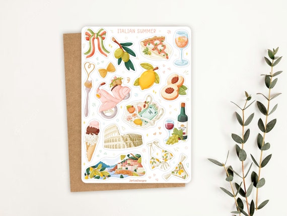 Sticker Sheet Italian Summer Sticker | Italy Sticker Sheet | Planner Sticker Sheet | Journal Stickers