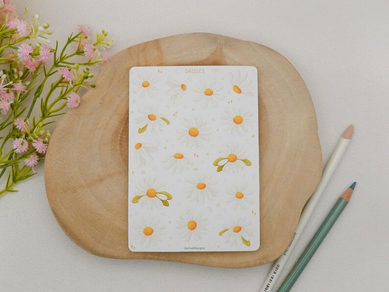 Sticker Sheet Daisies Sticker | Flower Sticker Set | Planner Sticker Sheet | Journal Stickers image 2