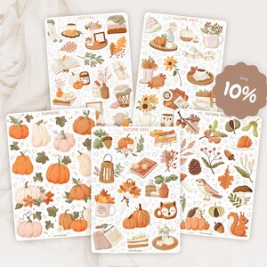 Pacote de folhas de adesivos Pacote de adesivos de outono | Conjunto de adesivos de outono | Adesivo de abóbora | Adesivo de diário | Adesivo de scrapbooking