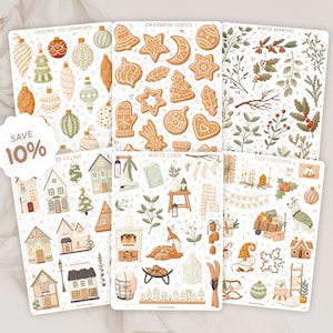 Pacote de adesivos de inverno | Conjunto de adesivos de Natal | Adesivos de feriados | Adesivos de diário | Adesivos de scrapbooking