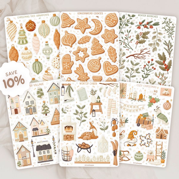 Sticker Sheet Bundle Winter Sticker Pack | Weihnachten Sticker Set | Feiertage Aufkleber | Journal Sticker | Scrapbooking Sticker